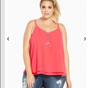Torrid Neon Coral Double Layer Chiffon Tank